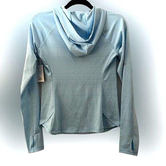 FILA‎ Sport Tru-Warm Cross Hem Hoodie Light Blue XS Stretch Pullover NWT - Picture 2 of 8